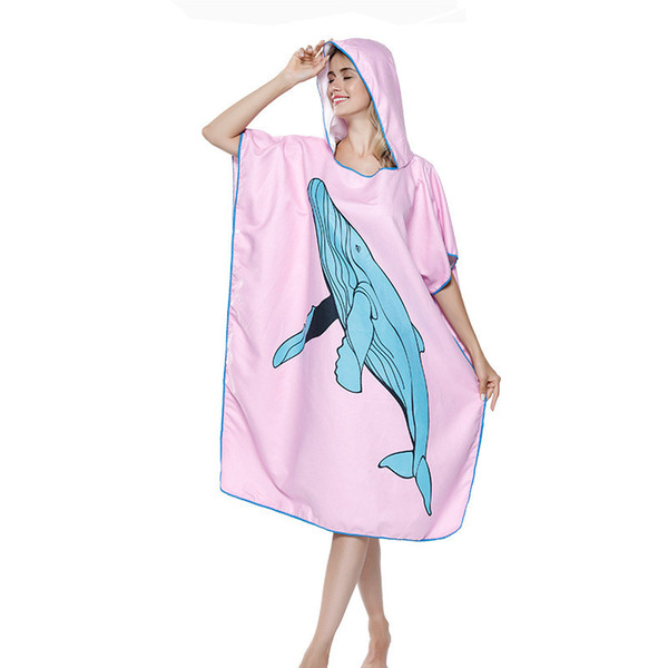 Pink Cartoon Changing Robe Sport Towel Outdoor Hooded Beach Towel Hot Springs Swimsuit Sport Towels Women Man Diving Bathrobe