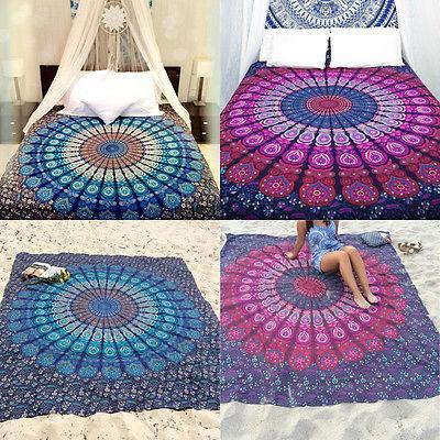 210x150cm Portable Movable Boho India Mandala Chiffon Tapestry Wall Hanging Bed Manta Beach Towel 3 Colors