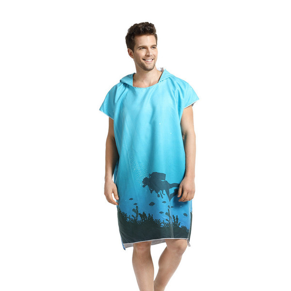 Swimming Surfing Printing Sport Towel Fashion Outdoor Hot Springs Hooded Beach Towel Water Absorption Adult Women Man Bathrobe