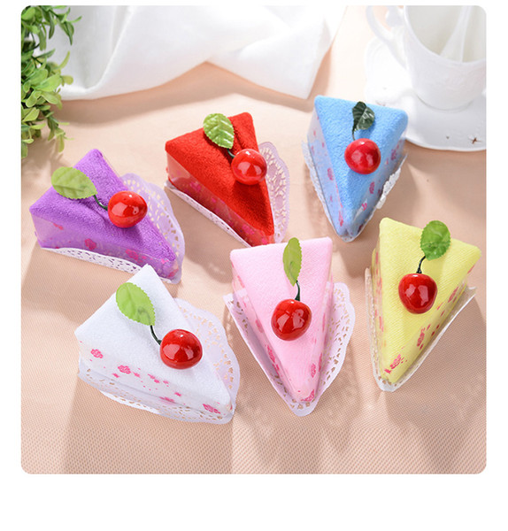 Lovely Cake Shape Towel Cotton Microfiber Baby Face Shower Valentine's Day Wedding Birthday Gift 20*20cm DHL SHIP HH9-2079