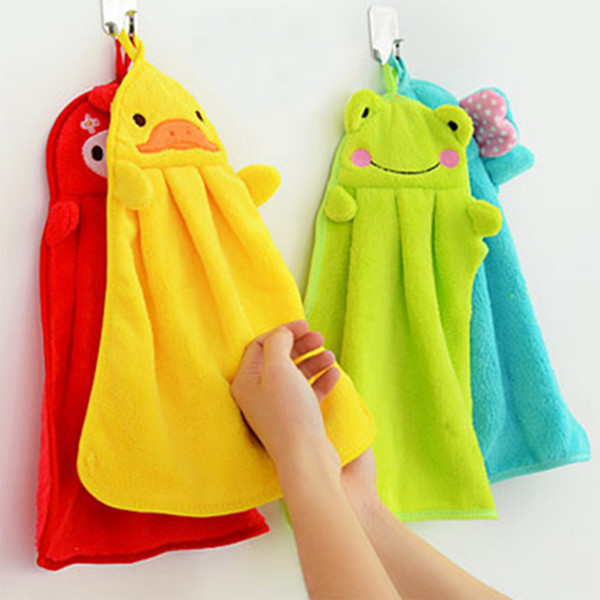 Cute animal new candy color soft coral velvet cartoon animal towel can hang kitchen bathroom A10900