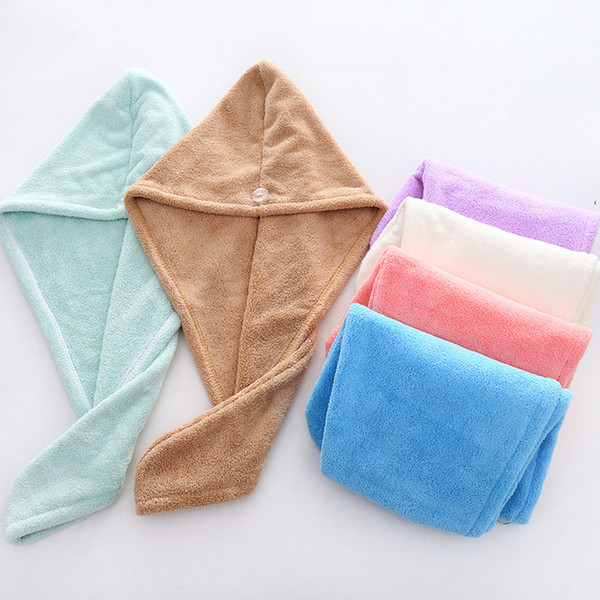 Coral Velvet Ladies Dry Hair Cap Strong Absorbent Hood Towel Quick-Drying Towel 6 Colors Options 28x65cm Amazon Hot Style