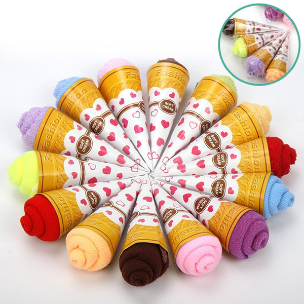 Mini Ice Cream Towel Colorful Cotton Superfine Fiber Facecloth Soft Resuable Square Loop Towels For Active Gift 1 35mx B