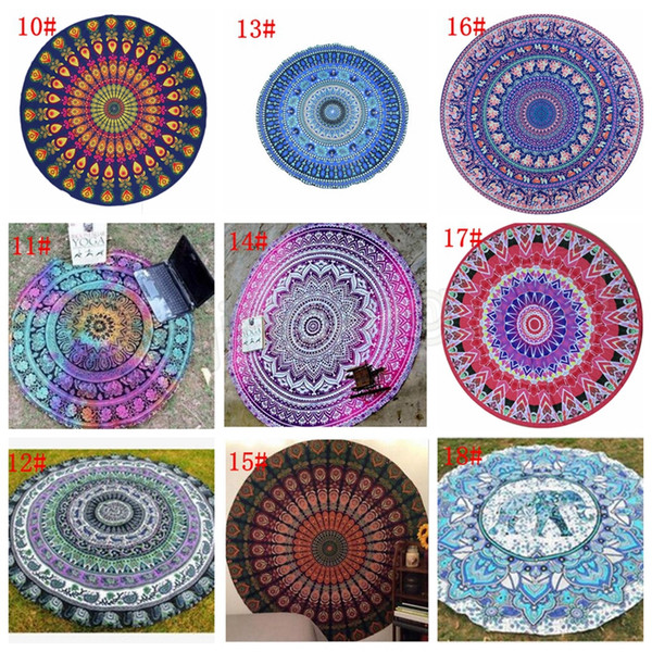 150cm Round Beach Towel Mandala Peacock Bohemia summer Beach Blanket Women Shawl Bikini Cover Ups Picnic Rug Yaga picnic Mat FFA3790-4