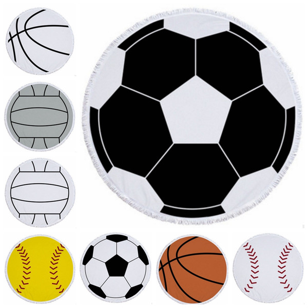 Baseball Beach Towel Polyester Tapestry Tassel Women Shawl Yoga Mat Picnic Rugs Baseball Basketball Softball Pringting 8 Designs YW2503