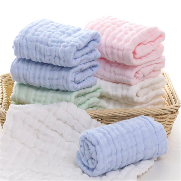 30*30cm 1PC Solid Yarn Cotton Towel For Kids Chidren Six layers of gauze Water-Absorption