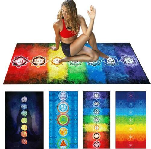 Rainbow 7 Chakra yoga mat Mandala Bohemia Blanket Tapestry Beach Towel Yoga Mat Tapestry Summer Beach mat KKA6819