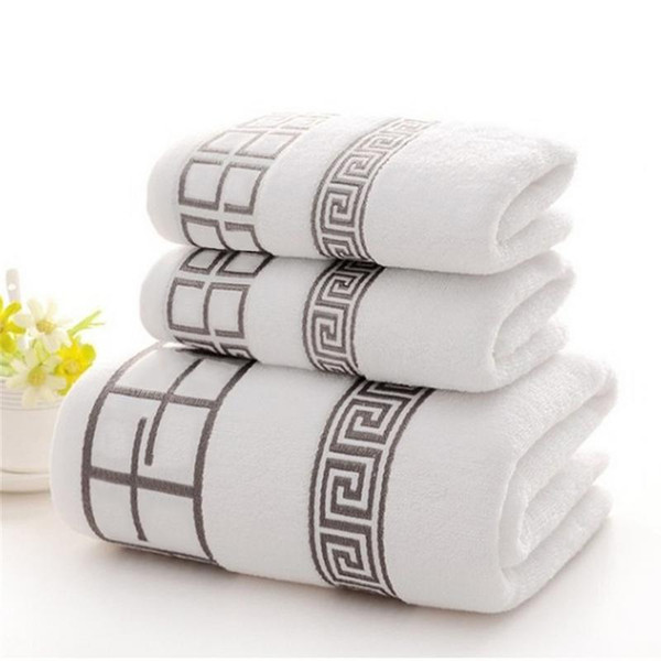 3PCS/Set Luxury 100% Cotton Soft Absorbent Adult Household Quick Drying Basic Towels 2 Bath Towel+ 1 Face Towel Sets