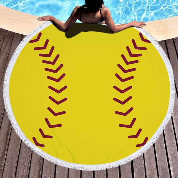 Blanket Shawl Export spot microfiber printing round ball football basketball volleyball multi-function beach towel 150*150CM Thickening