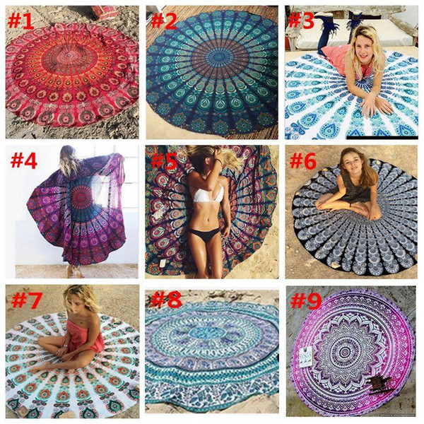 Round Mandala Beach Towels Printed Tapestry Hippy Boho Tablecloth Bohemian Beach Towel Serviette Covers sea Beach Shawl Wrap Yoga Mat wn123