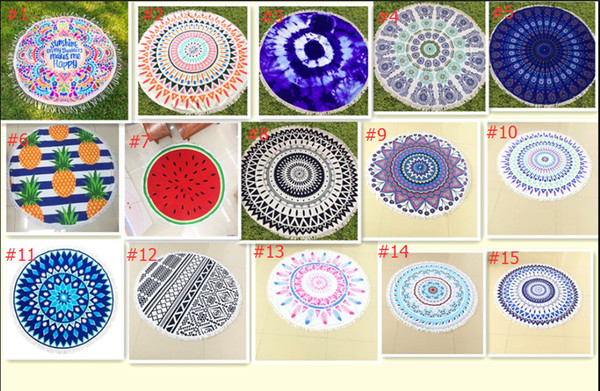 Large size 59 inches dia round beach towel with tassel summer microfiber circle beach towel mat blanket 550gram