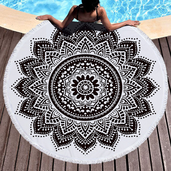 Bohemian Indian Mandala Tapestry Beach Throw Large Round Beach Towel Picnic Blanket Mat Pool Tapestry Decoration Yoga Mat