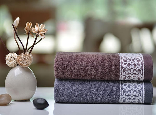 Lvse Luxury Towel 100% Organic Cotton, Fade Resistant, Super Soft and Highly Absorbent (34x 76cm, 100g, Gray, Brown)