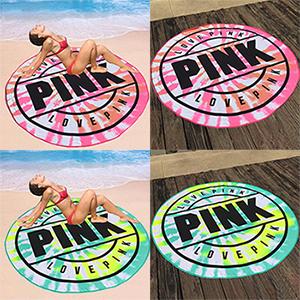 2018 Pink Microfiber Round Beach Towel 160cm Soft Quick Drying Swimming Bath Sports Towels Picnic Blanket free shipping