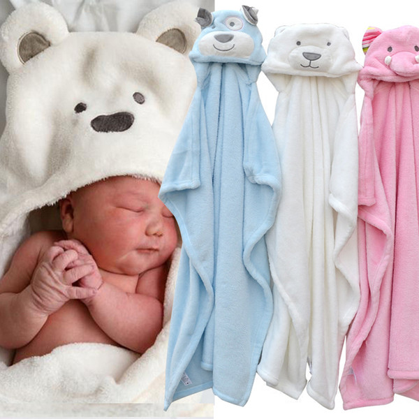 Cute Animal Shape Baby Hooded Bathrobe Bath Towel Baby Fleece Receiving Blanket Neonatal Hold To Be Children Kids Infant Bathing