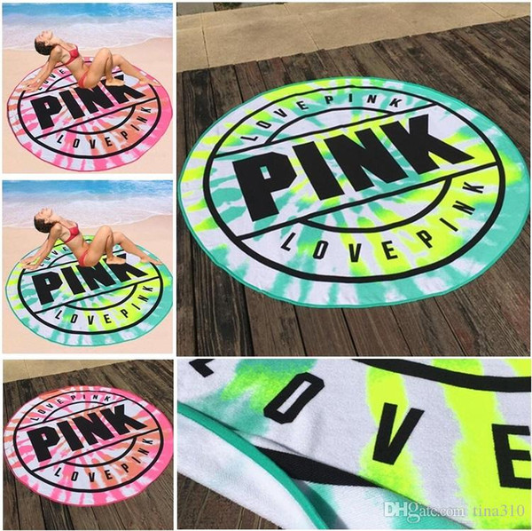 Pink Microfiber Round Beach Towel 160cm Soft Quick Drying Swimming Bath Sports Towels Picnic Blanket Towel I286