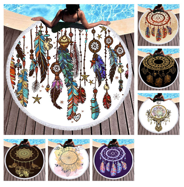 Free shipping Novelty Gift Dreamcatcher Feathers Deer Head Pattern Pool Beach Towel Home Decor Wall Hanging Tapestry 150cm/59