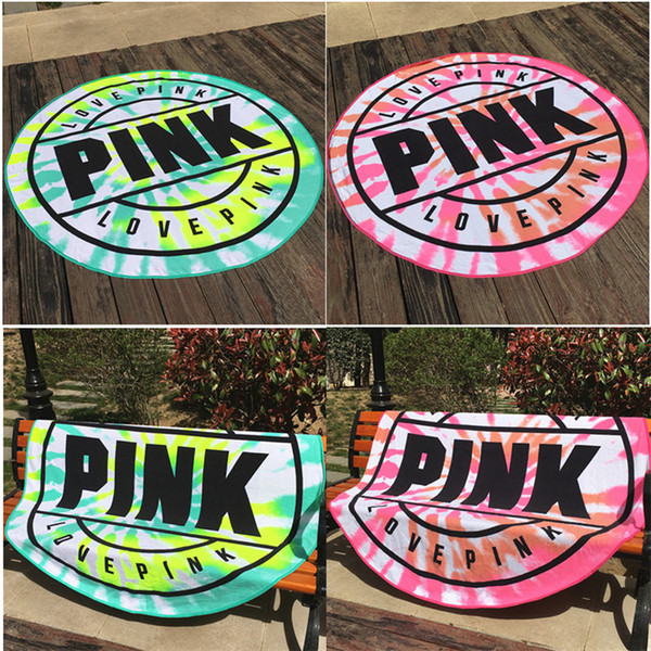 Fashion Pink Round Beach Towel 160cm Soft Microfiber Quick Drying Swimming Bath Sports Towels Picnic Blanket