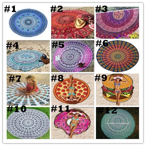 Indian Round Mandala Tapestry Outdoor pincnic Blanket Beach Towel Throw Ya-ga Mat 150*150cm Chiffon Large Shawl for Women 150cm BKT056