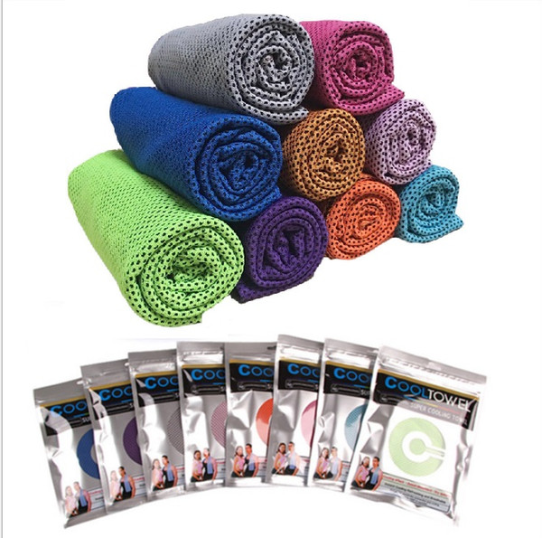 10 colors Summer Cool Towel New Ice Towel Cold Enduring Running Jogging Gym Chilly Pad Instant Cooling Outdoor Sports Towel Free shipping