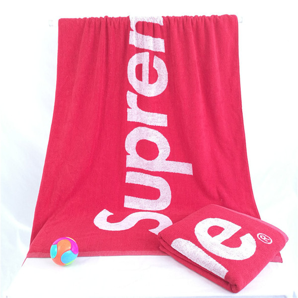 Womens bath towels Cross-border exclusive supply explosion-proof cotton padded beach towel Pink Letter printing No fading 100*170CM