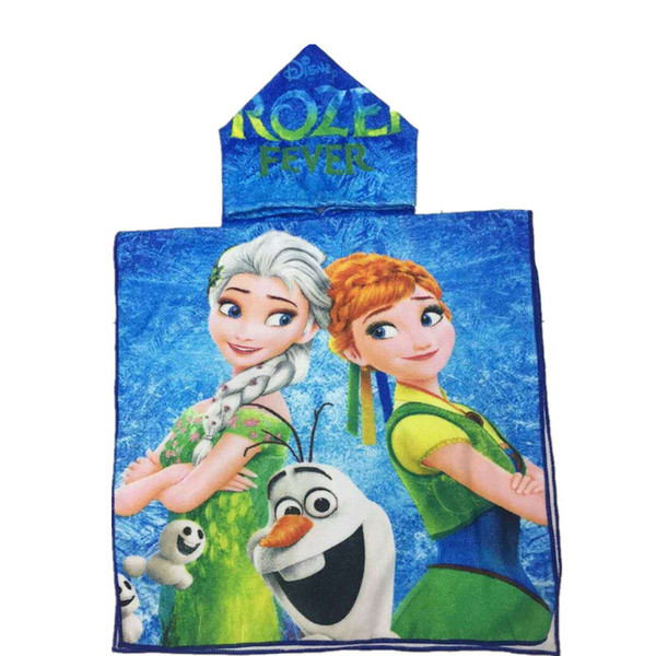 Cheapest 21 Styles Bath Towel Blanket Micro Fiber Material Kid Cartoon Print Hooded Cloak Swimming Beach Towels