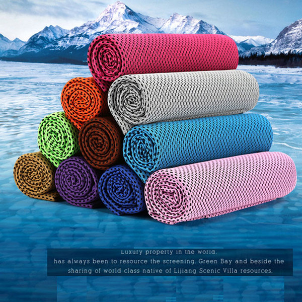 DHLFREE 11colors 90*30cm Ice Cold Towel Cooling Summer Sunstroke Sports Exercise Cool Quick Dry Soft Breathable Cooling Towel