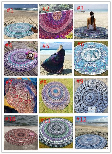 Round Mandala Beach Towels Printed Tapestry Hippy Boho Tablecloth Bohemian Beach Towel Serviette Covers Beach Shawl Wrap Yoga