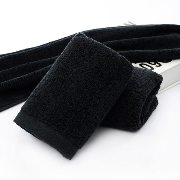 Factory wholesale 35X75cm, black cotton towel, cotton green color does not fade hotel towels, simple solid color towel