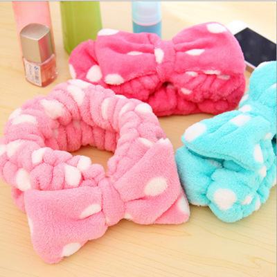 Bath Shower Headband Cute Bowknot Headscarf Flannel Elastic Headbands Make Up Hair Band Towel Women Hair Ornament 12 Designs YFA208