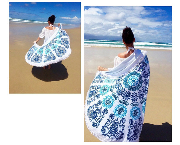 2017 most popular 8 different colors 100% cotton material round beach towel with tassels