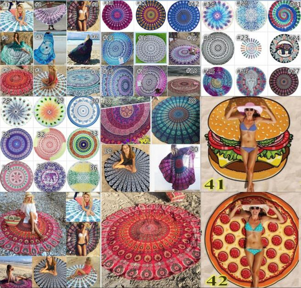 2017 New 43 color Round Bikini Cover Ups Beach Beach Towel Bikini Cover Bohemian Hippie Beachwear Chiffon Beach Sarongs Shawl Bath Towel Yog