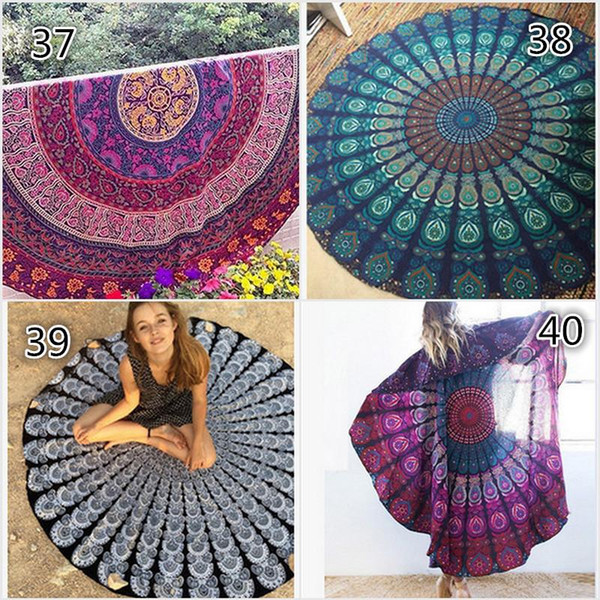 43 Types New Large Shawl Hot Round Beach Towel Fire Peacock Mandala 150cm Beach Swim Towels Bohemia Style Bikini Covers