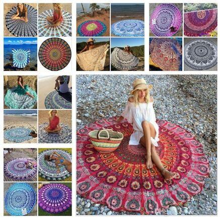 43 Designs Round Donut Pizza Hamburge Watermelon Towels Indian Mandala Beach Throw Tapestry Hippy Boho Beach Towel Yoga Mat 1pcs Epacket