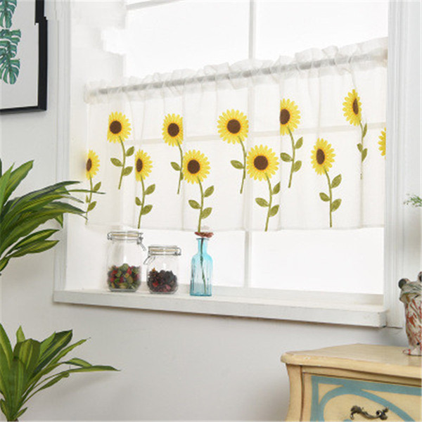 New Sunflower Curtain Pure Color Tulle Door Window Curtain Wedding Decoration Modern bedroom Living Room Curtains Cortinas Customize H107