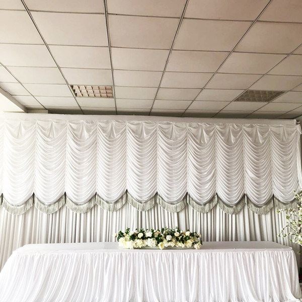 New Arrival 2018 May New Fashion Romantic Wedding Waved Swag Curtain With Silver Tassel Only Wedding Party Event Decoration