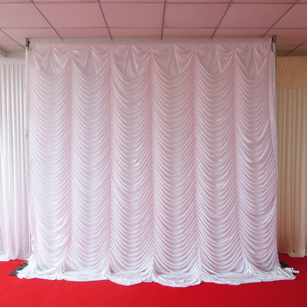 White 3m*3m Ice Knit Pleated Swag Backdrop Curtain 1PCS MOQ With Free Shipping For Wedding,Banquet,Hotel Use