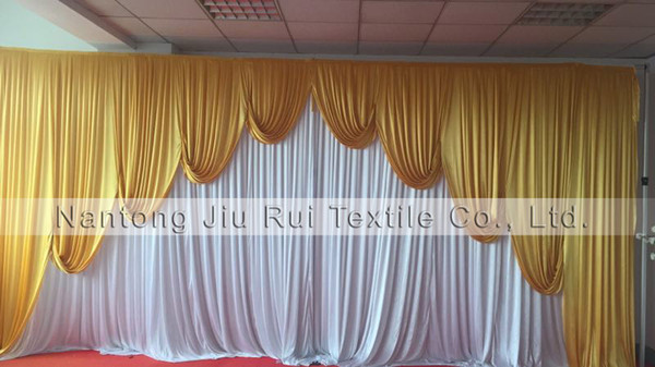 2017 New Design !Free Shipping Shiny Ice Silk 3M*6M Waved Wedding Swag With Curtain Wedding Party Decoration