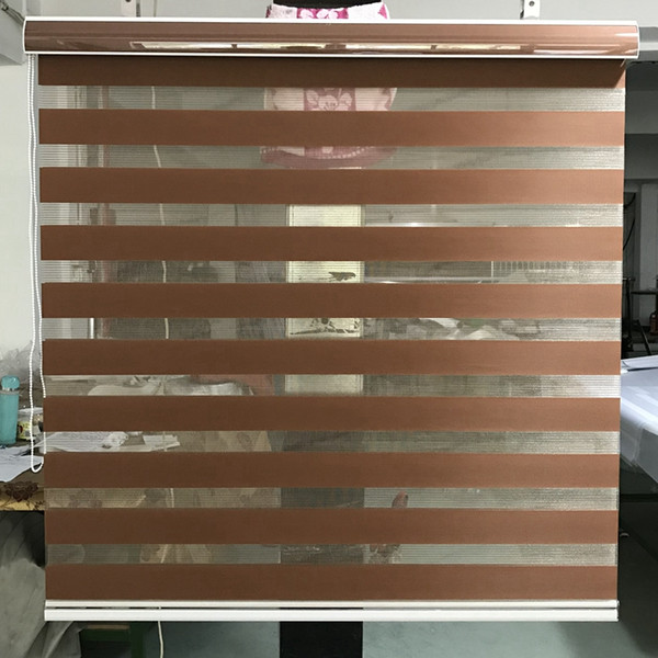 Zebra Blinds Horizontal Window Shade Double layer Roller Blinds Window Custom Cut to Size Brown Curtains for Living Room