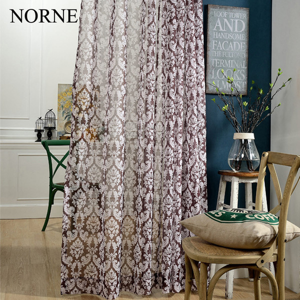 Norne Modern Tulle Window Curtains For Living Room The Bedroom The Kitchen Cortina(rideaux) Royal Print Sheer Curtains Blinds Drapes