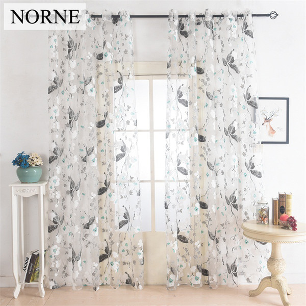 Norne Floral Tulle Voile Sheer curtains Panel Drape for Living Room the Bedroom Kitchen Modern Voile Curtain Window Fabric Decoration