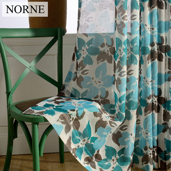 NORNE Floral Pattern Semi Sheer Curtains NORNE Floral Pattern Semi Sheer Voile tulle Curtains Window Treatments Blinds Curtain D