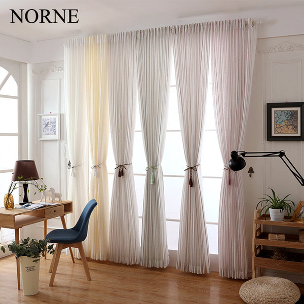 Norne Modern Tulle Window Curtains For Living Room The Bedroom The Kitchen Cortina(rideaux) Colorful Strip Sheer Curtains Blinds Drapes