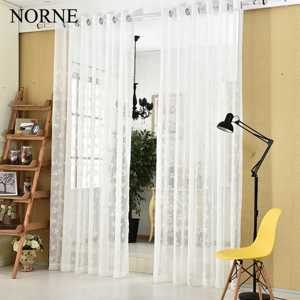 NORNE Modern Tulle Window Curtains For Living Room The Bedroom The Kitchen Cortina flower Vine Embroidery Sheer Curtains Blinds Drapes