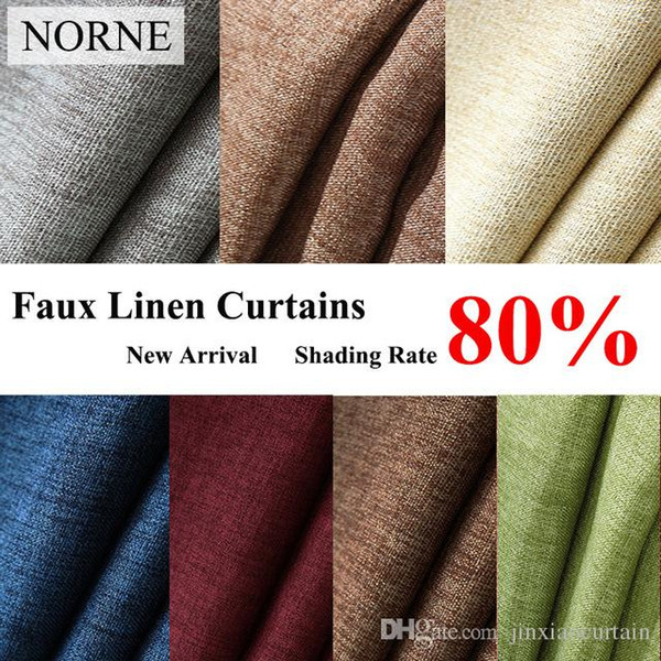 NORNE Fabric Solid Color Faux Linen Blackout Curtains for Living Room Modern Bedroom Window Curtain kitchen Curtains Blinds