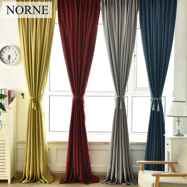 NORNE Solid Color Faux Linen Room Darkening Curtains for Living Room Bedroom Window Curtain kitchen Blinds Drapes Back Velvet