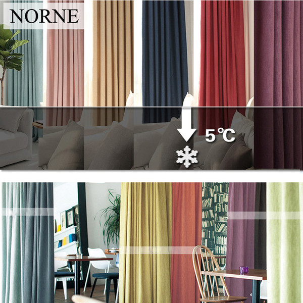 NORNE New Fabric Solid Color Linen Like Blackout Curtains for Living Room Modern Bedroom Window Curtain kitchen Curtains Blinds