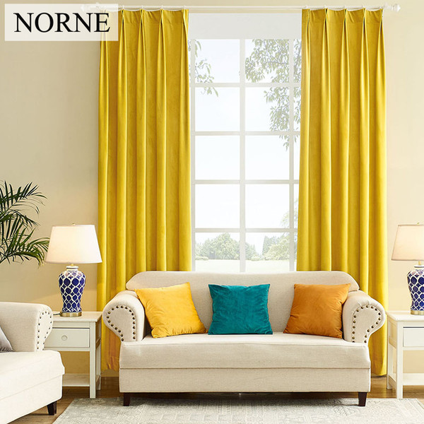 NORNE Modern Solid Color Matte Velvet Blackout curtain Super Soft Window Curtains Drapes Shades for Theater Living Room Bedroom Curtains