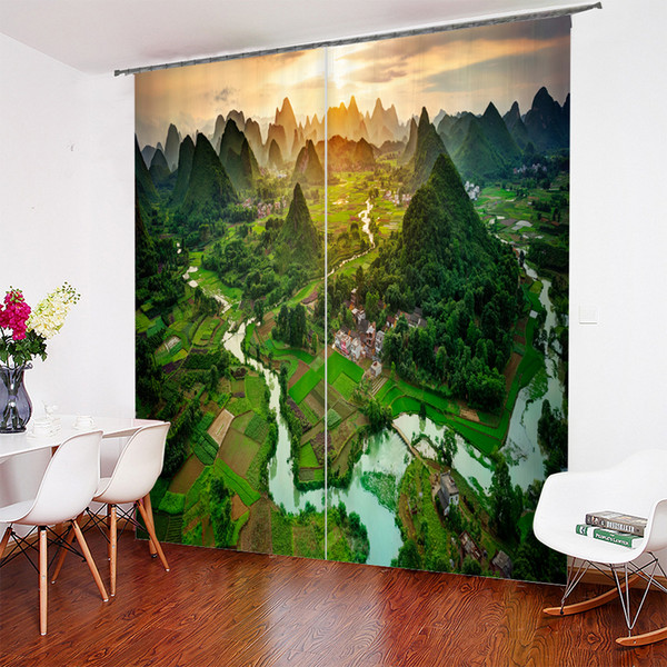 3D Guilin Landscape Scenery Design window Curtain home decor Personalized Curtain 52*84 Inch,80*84 Inch, 104*84 Inch, 118*106inch