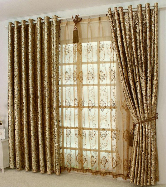 Europen Style Blackout LUXURY Palace Curtain With Beads For Hotel/Villa/Living Room Custom-made Golden Window Treatments New